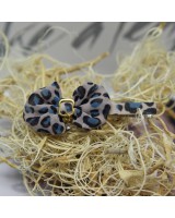 豹紋蝴蝶髮夾-藍色